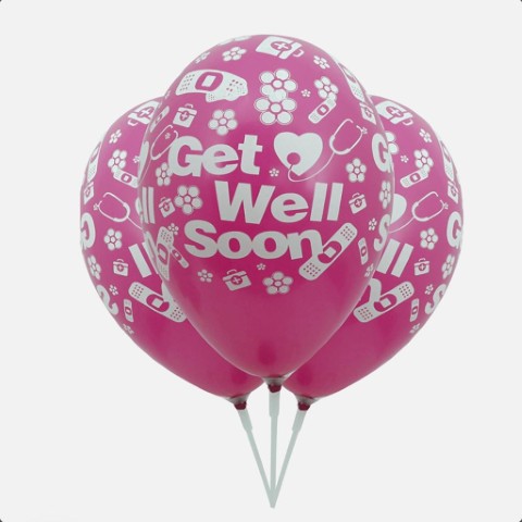 🌸 Get Well Soon Balloon Trio – 3 pcs